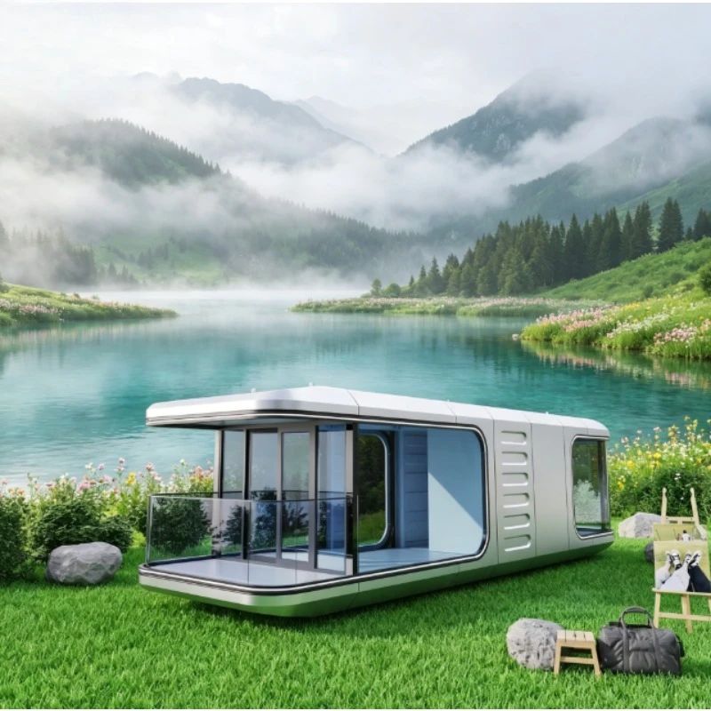 Customized Extendable Prefabricated Capsule Container House Sandwich Panel Easily Moved Breathable Design for Home & Villa Use
