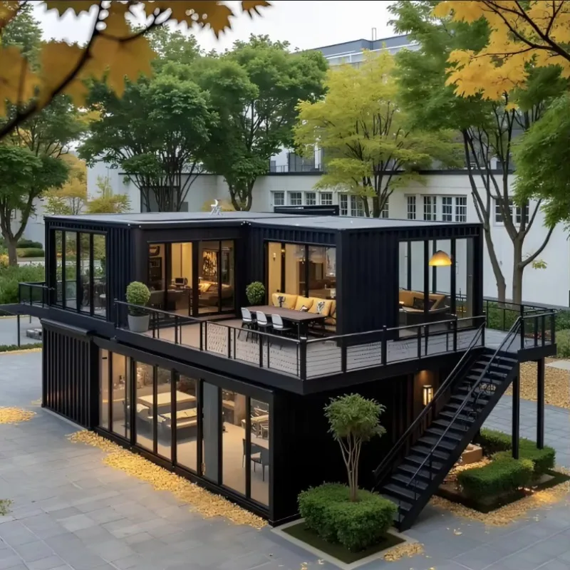 Customized 20ft Prefabricated Container House with Pitch Roof Glass Curtain Wall Flat Pack Detachable Container Home Shop Office - Image 2
