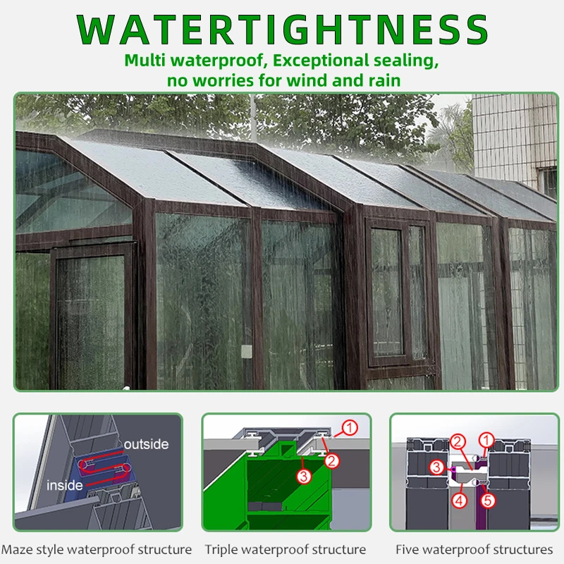 Modern Design Portable Residential Aluminum Alloy Telescoping Glass House Outdoor Sun Room Insulated Mobile Sunroom Retractable - Image 5