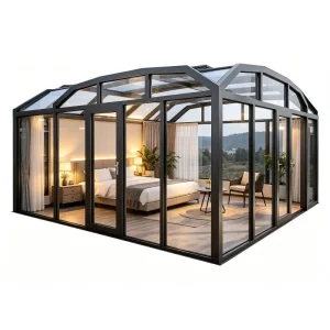 Modern Design Portable Residential Aluminum Alloy Telescoping Glass House Outdoor Sun Room Insulated Mobile Sunroom Retractable