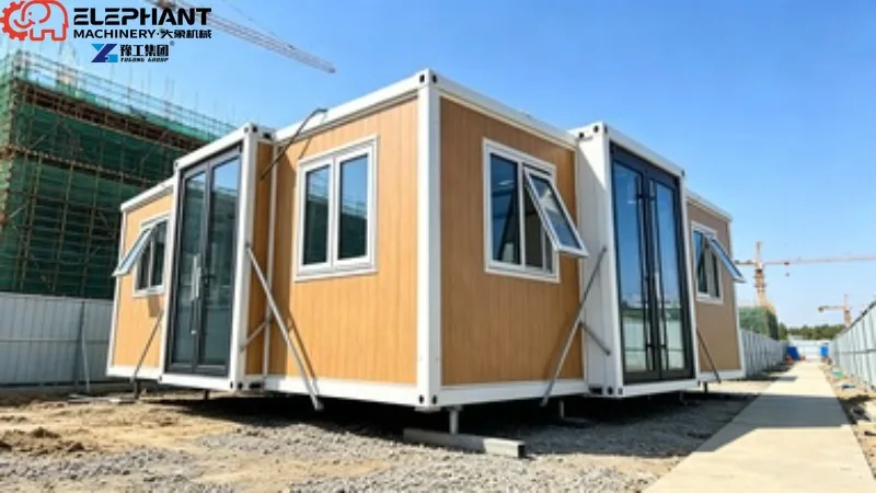 20ft 40ft Folding Expandable Container House 2 Bedroom Portable Tiny Prefab Villa Steel Sandwich Panel Foldable Caravan Trailer